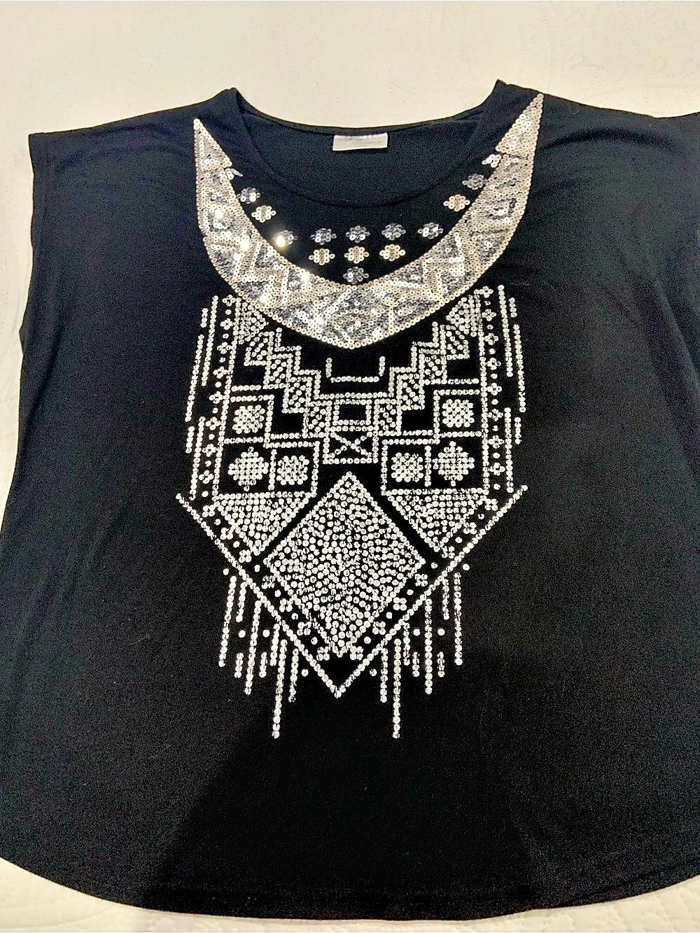 Missoni by Billy Embellished Geometric Top in Black & Silver